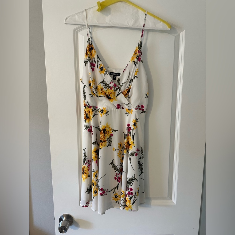 Express White Floral Mini Dress
